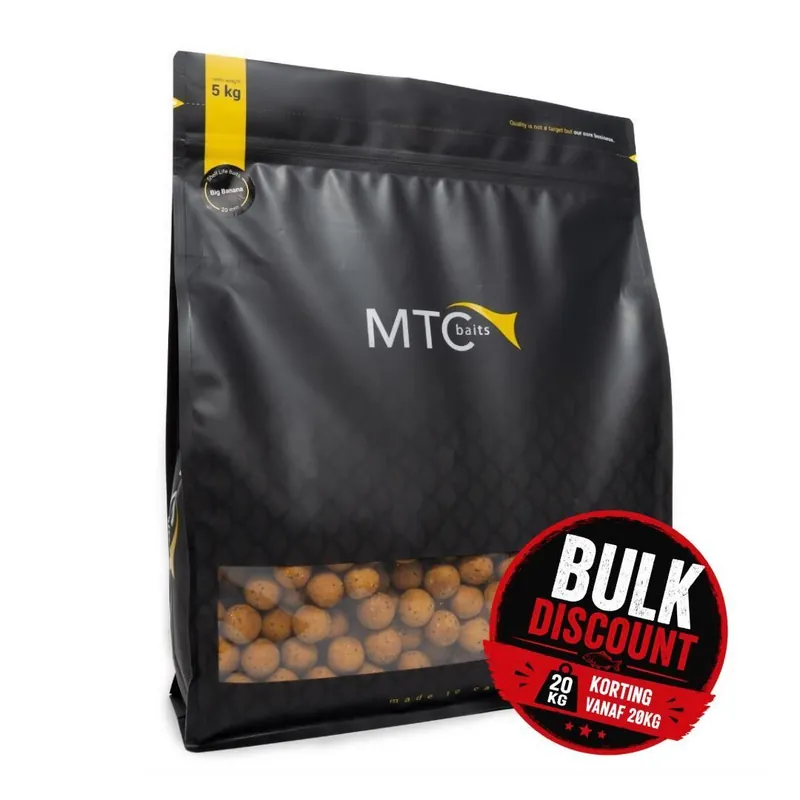 MTC Baits Big Banana Boilies 20kg Bulkdeal 20mm Nieuw