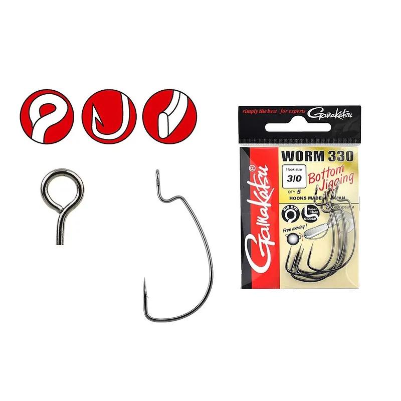 Gamakatsu Worm 330 Bottom Jigging Size 1/0 / 6st Rechtstreeks Van De Fabrikant