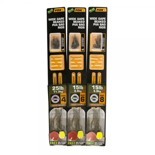 Fox Edges Wide Gape Beaked PVA Rigs 15lb/Size 6 Finale Uitverkoop