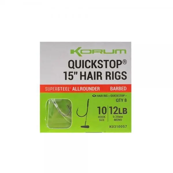 Rechtstreeks Van De Fabrikant Korum Big Fish Quickstop Hair Rigs 15'' Barbed Size 8