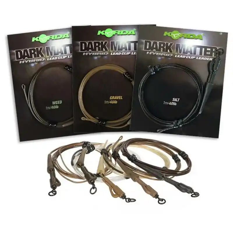 Hoge Kwaliteit Korda Dark Matter Leader Hybrid Lead Clip 40lb Gravel Khaki 40lb 1m