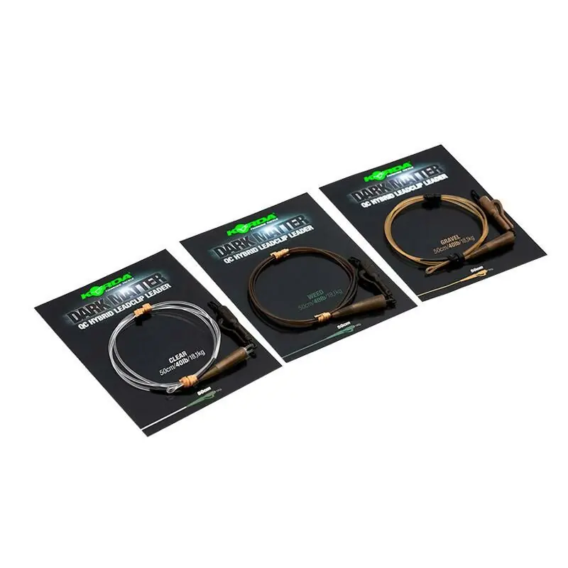 Koopje Korda Dark Matter Leaders 50cm QC Hybrid Clip 40lb Weedy Green / 40lb-50cm