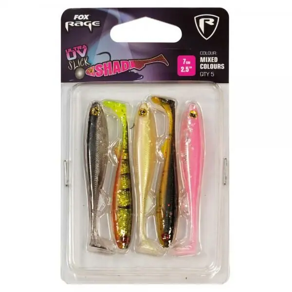 Bestel Nu Fox Rage Slick Shad UV Mixed Colour Pack 7cm