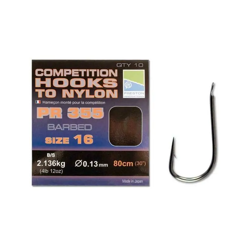 Preston PR355 Hooks to Nylon Size 10/0.15mm Fabrieksprijs