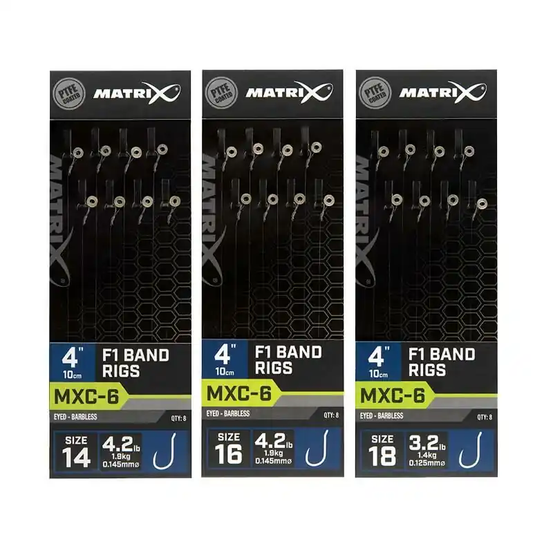 Direct Beschikbaar Matrix MXC-6 Barbless 10cm F1 Band Rigs Size18 / 0.125mm