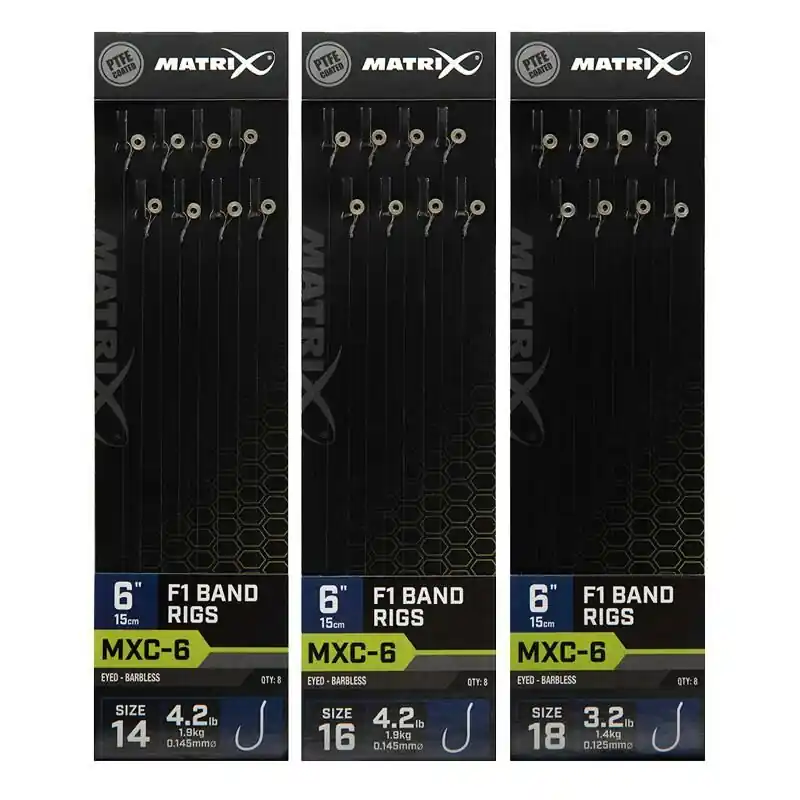 Matrix MXC-6 Barbless 15cm F1 Band Rigs Size 14 - 0.145mm Populair