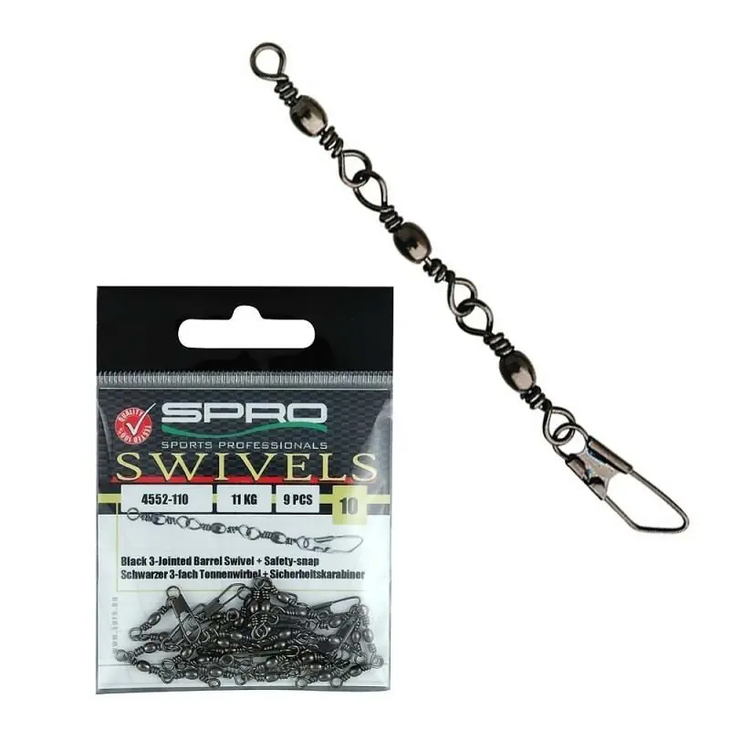 Goedkoop Spro 3-Jointed Swivel + Safety Snap Size 18/5kg