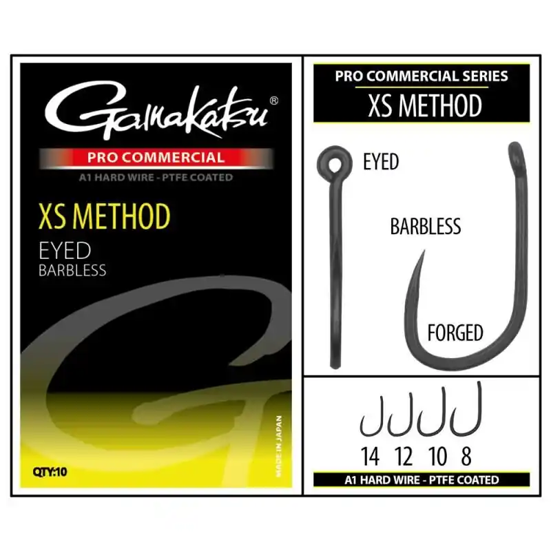 Snelle Levering Gamakatsu PRO-C XS Method Eyed A1 PTFE Barbless Size 14