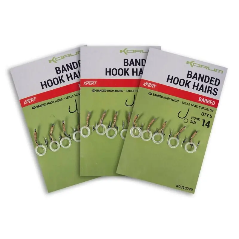 Betrouwbaar Korum Banded Hook Hairs Barbed Size 14