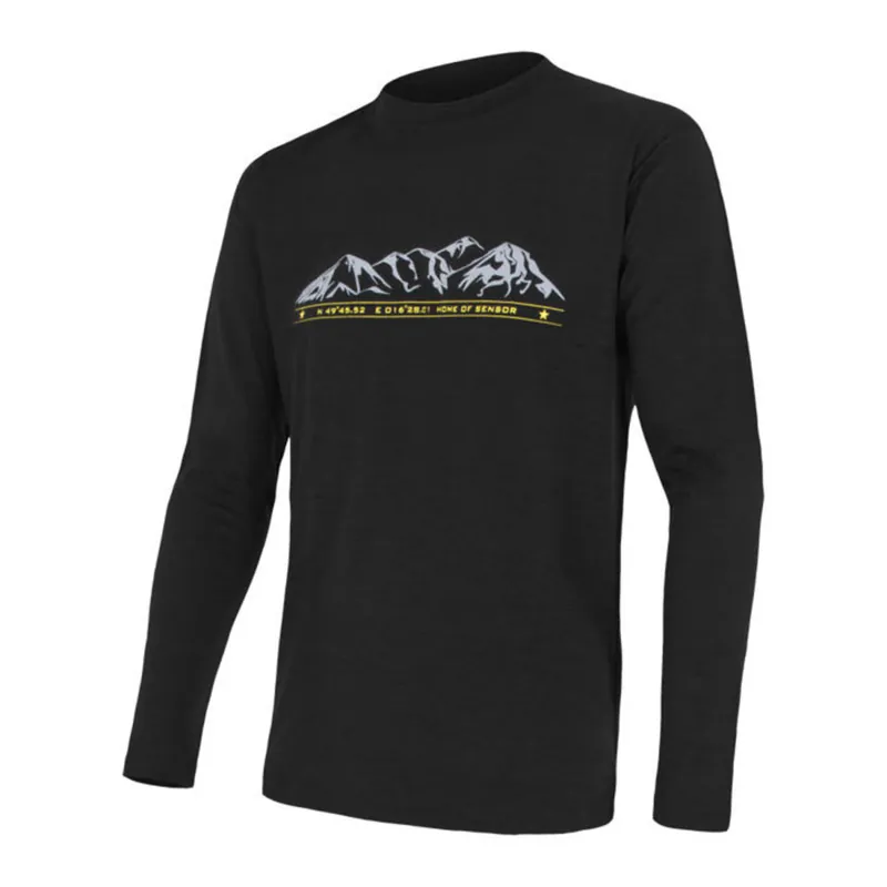 Mannen t-shirt SENSOR Merino Actief PT Bergen dl. mouw zwart S Lage Kosten