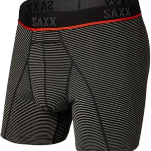 Must-Have Mannen boxershorts SAXX kinetisch HD Bokser Kort grijs voer streep ii S