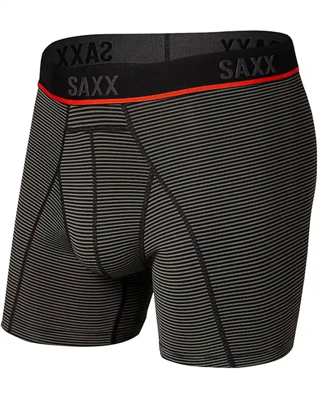 Must-Have Mannen boxershorts SAXX kinetisch HD Bokser Kort grijs voer streep ii S