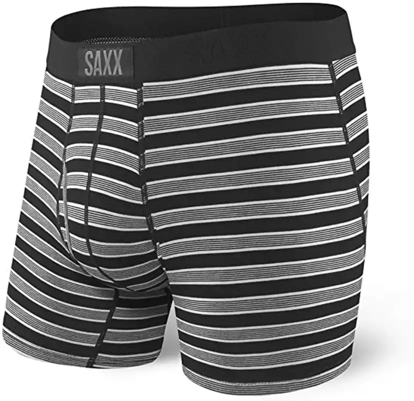 Nu Kopen Mannen boxershorts SAXX Ultra Bokser Kort Vlieg zwart bemanning streep S
