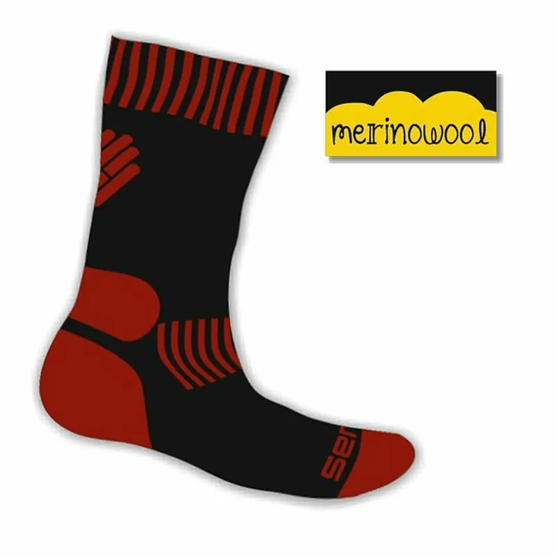 Direct Verzonden Uitverkoop SENSOR Expeditie Merino Wol sokken zwart rood S (3-5 UK)