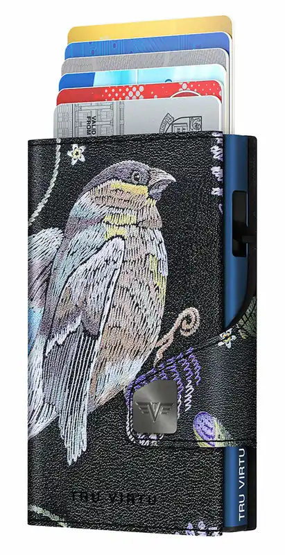 Portemonnee Tru Virtu Click & Slide Special Edition leer Bird & Clover zwart Tijdelijk Beschikbaar