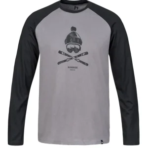 Heren katoenen T-shirt met lange mouwen Hannah Hanes Staalgrijs/antraciet S Alleen Vandaag