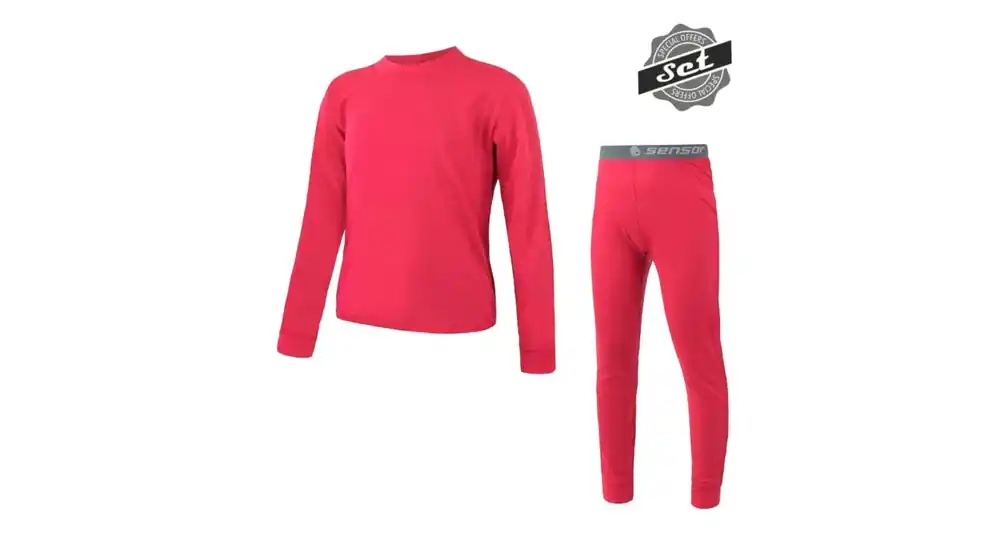 Op = Op Kindermerinoset Sensor Merino Air t-shirt + magenta broek 90