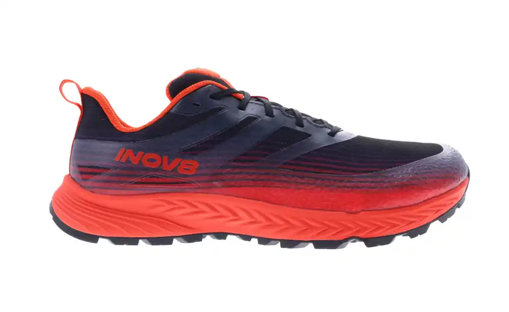 Heren hardloopschoenen Inov-8 Trailfly Speed M WIDE zwart/vuurrood 41.5 Exclusieve Aanbieding