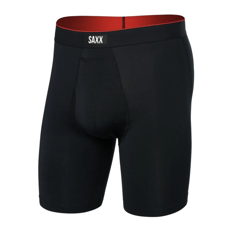 Hete Deal Heren Saxx Multi-Sport Mesh Lange Boxershort Fly Zwart S