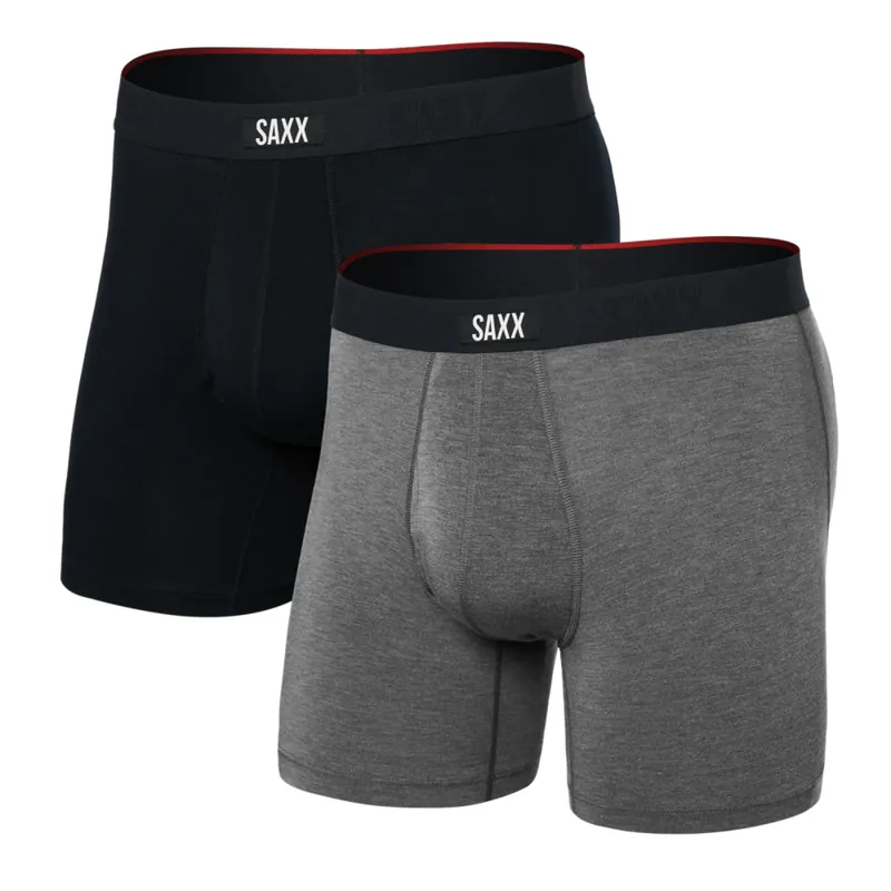 Saxx Vibe Xtra Boxer Brief Fly 2Pk Zwart/Donkergrijs Heather S Meest Verkocht