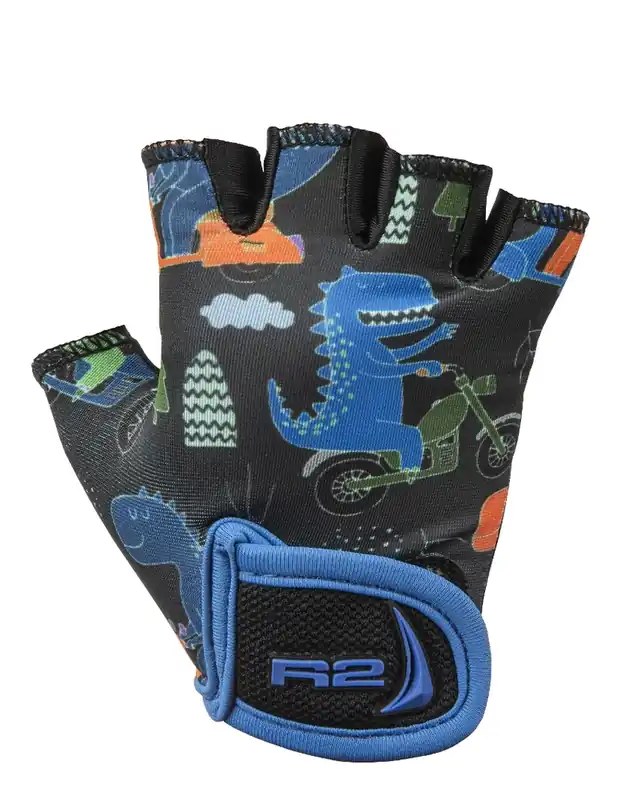 R2 Voska kinderfietshandschoenen zwart, blauw 2-3 jaar Uitverkoop