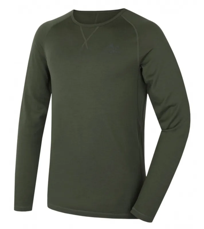 Fabrieksprijs Heren merino T-shirt Husky MEROW M green, maat S
