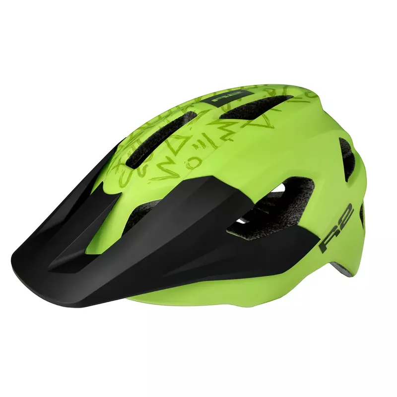 Fietshelm R2 VORTEKS JUNIOR limoengeel S 52-56cm Finale Uitverkoop