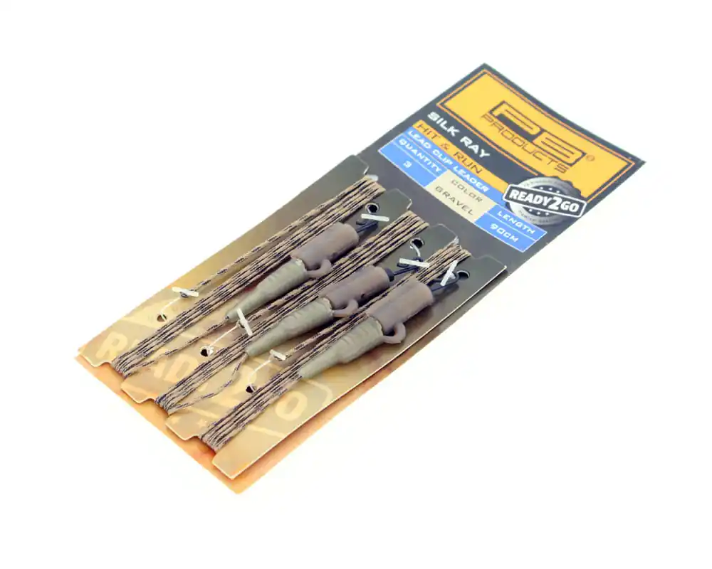 PB Products Ready2Go Silk Ray Hit & Run Leadclip Leader 90cm (3 stuks) Gravel Meest Verkocht