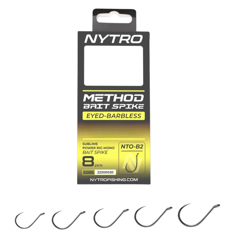 Nytro NTO-B2 Barbless Method Bait Spike Ready Tied Rigs 10cm (8 Stuks) 10/0.23mm/9.6lb Lage Prijs