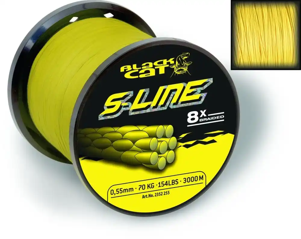 Nu Kopen Black Cat S-Line Gevlochten Lijn Meerval 3000m 0.42mm / 45kg