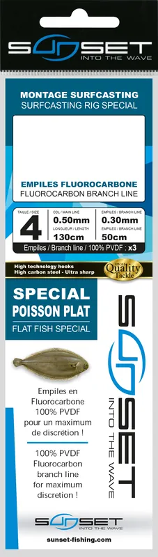 Gratis Retour Sunset BDL Surfcasting RS Competition Special Flat Fish Fluorocarbon Rig