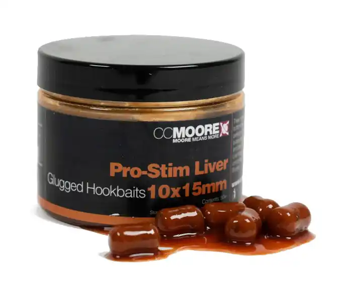 Gecertificeerd CC Moore Pro-Stim Liver Glugged Hookbaits 10x15mm (50 stuks)