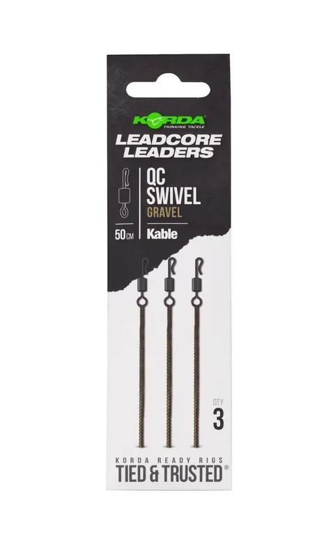 Lage Kosten Korda Kable Leadcore Leader QC Swivel (50cm) (3 Stuks) Weed