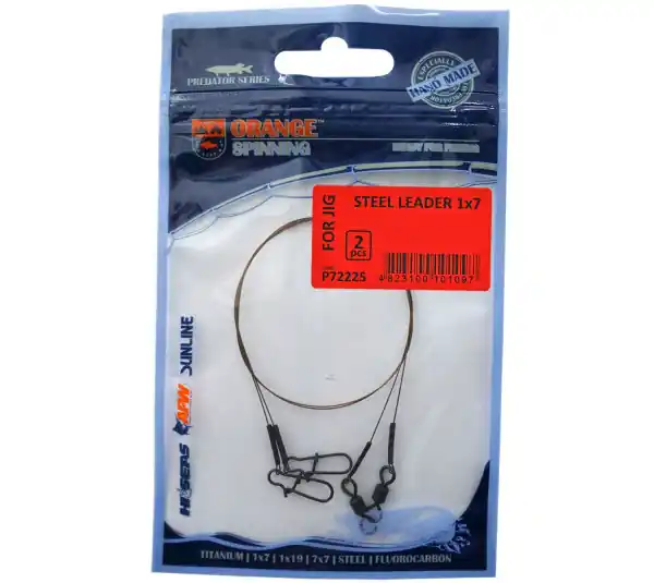 Merkproduct Life Orange 1x7 Steel Leader, 2 stuks! 6.8kg / 15lb