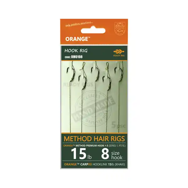 Premium Life Orange Method Hair Rigs, 5pcs 12