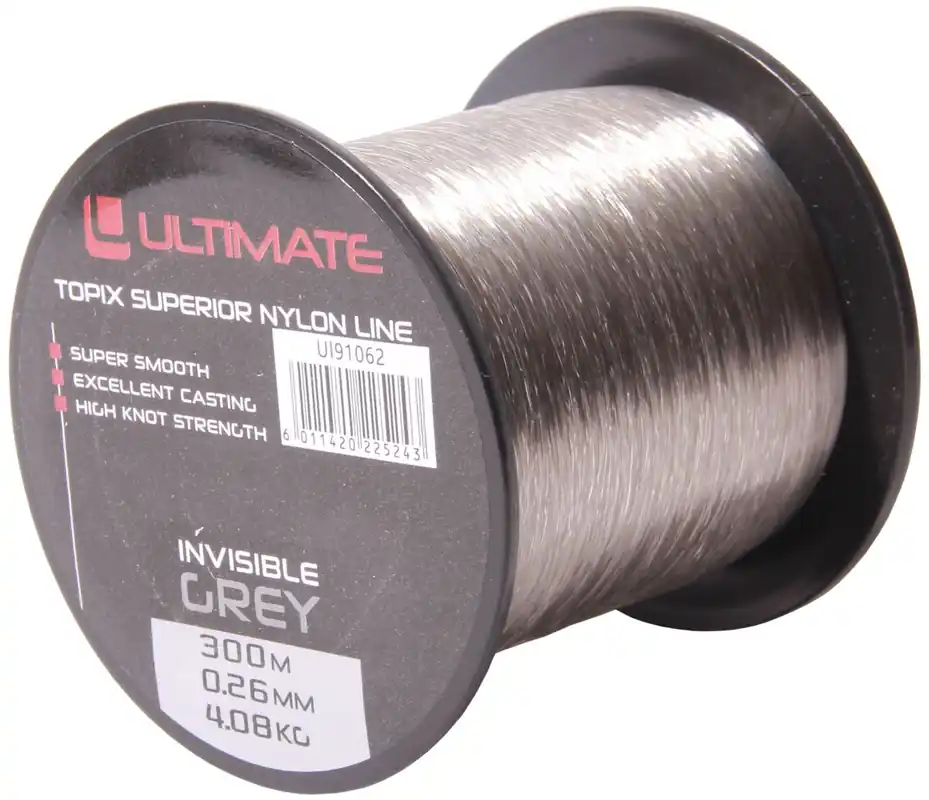 Uitverkoop Ultimate Topix Nylon Invisible Grey (300m) 0.16mm