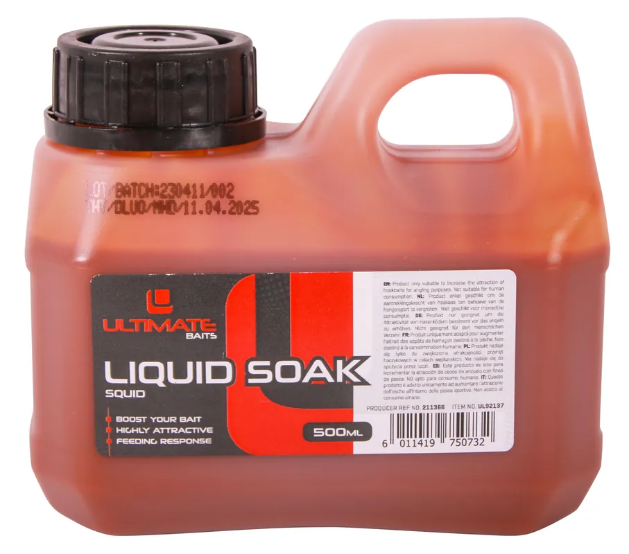 Ultimate Baits Liquid Soak 500ml Squid Hoge Kwaliteit