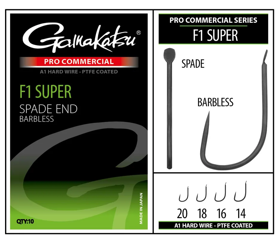 Gratis Retour Gamakatsu Pro-C F1 Super Spade A1 PTFE BL Witvis Haak (10 stuks) 14
