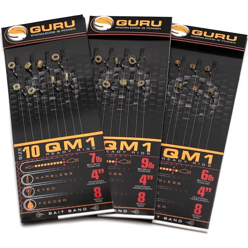 Guru QM1 Bait Bands Ready Rigs 10cm (8 Stuks) 16 (0.17mm) Gecertificeerd