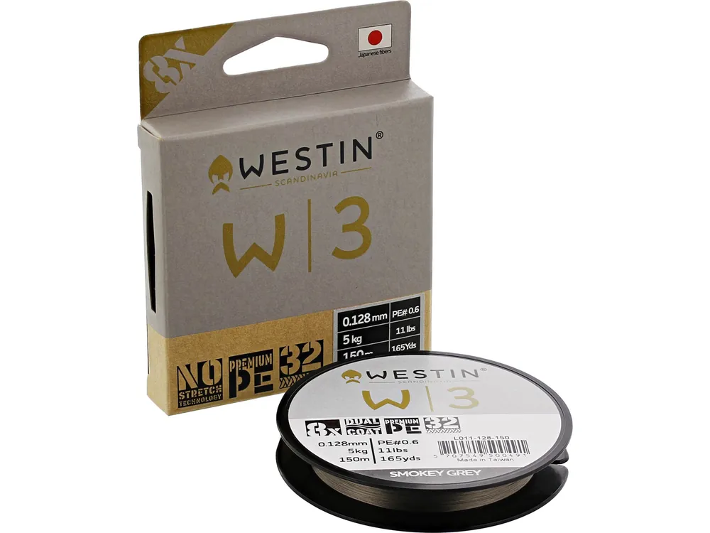 Westin W3 8 Braid 150m Smokey Grey Gevlochten Lijn 0.165mm/7.9kg Laatste Kans