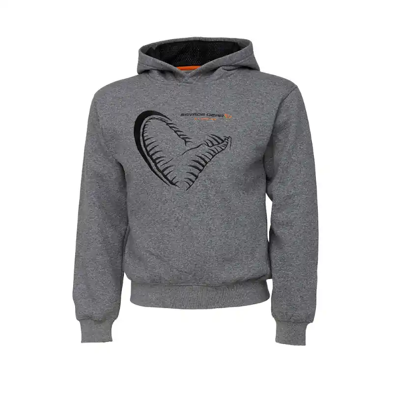 Laatste Kans Savage Gear Junior Jaw Hoodie Grey Melange Vistrui 10-12