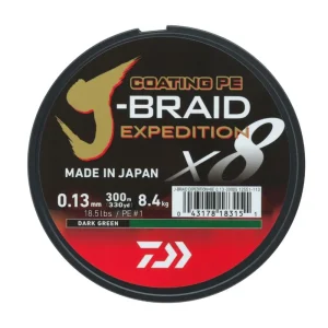Actieprijs Daiwa J-Braid Expedition X8E Gevlochten Lijn Dark Green (300m) 0.13mm/8.4kg