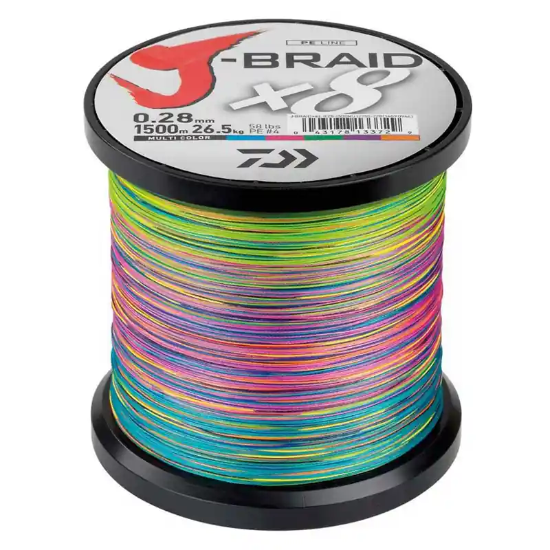 Rechtstreeks Van De Fabrikant Daiwa J-Braid X8 Gevlochten Lijn Multi Colour 1500m 0.13mm (8kg)