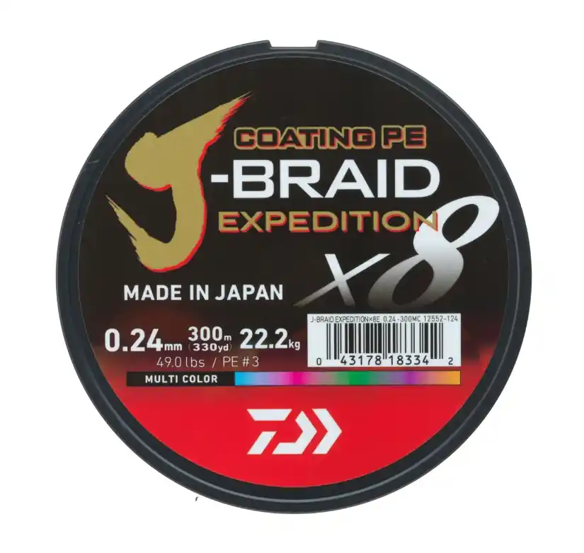 Daiwa J-Braid Expedition Multi-Color X8E Gevlochten Lijn (3000m) 0.18mm/12.3kg Alleen Vandaag