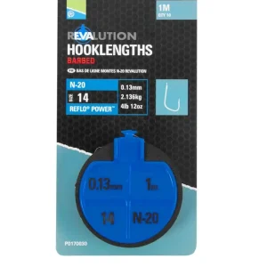 Betrouwbaar Preston Revalution Hooklengths N-20 Size 14 / 0.13mm / 2.1kg