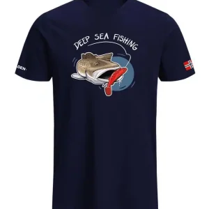 Direct Verzonden Fladen T-Shirt Hungry Cod Blue L