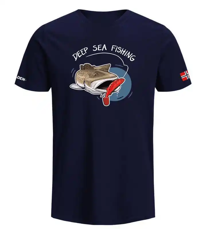 Direct Verzonden Fladen T-Shirt Hungry Cod Blue L