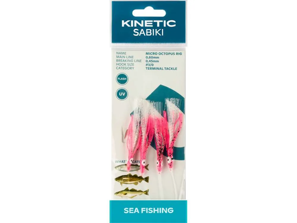 Kinetic Sabiki Micro Octopus Rig Pink UV Hete Deal