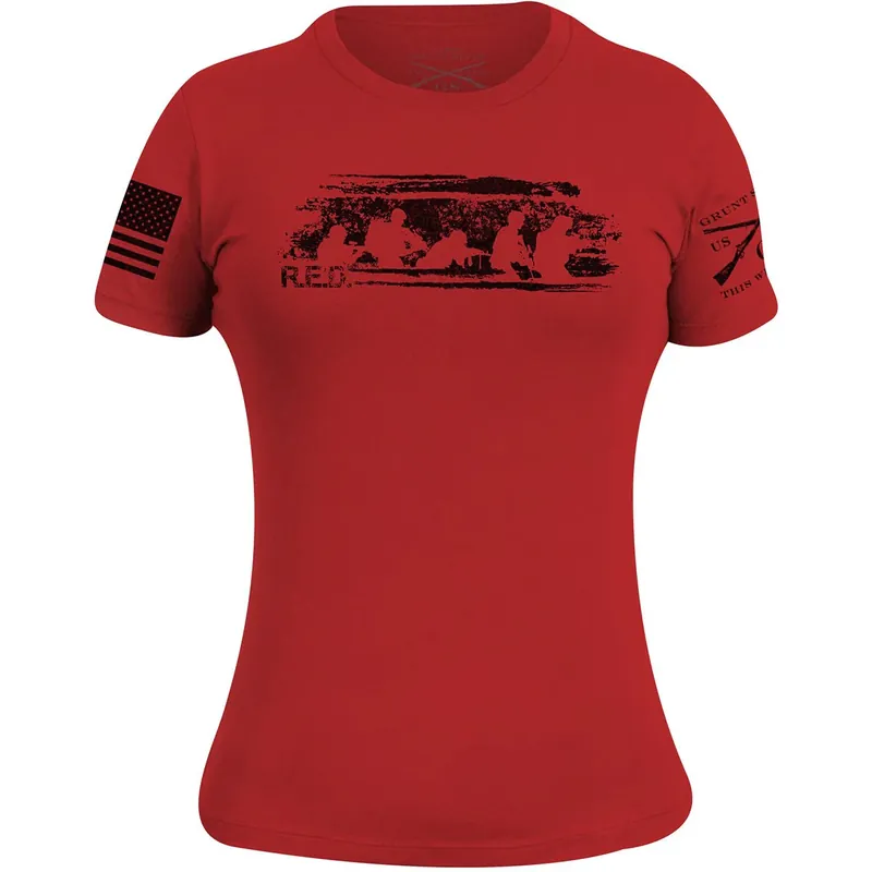 Grunt Style Dames RED Friday T-shirt - Rood S Seizoensaanbieding