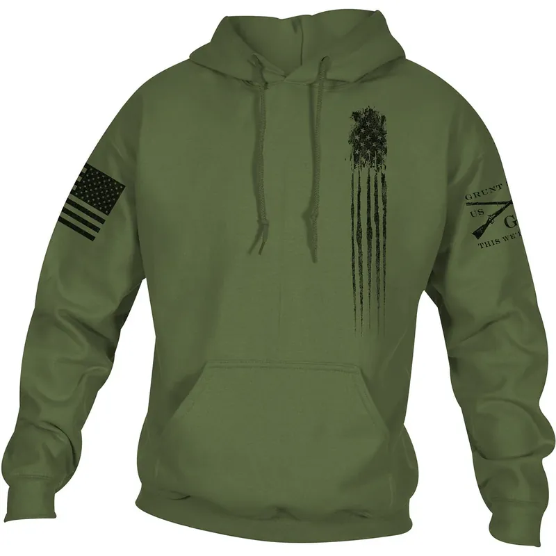 Grunt Style Beast Flag Pullover Hoodie - Militair Groen S Betaalbaar